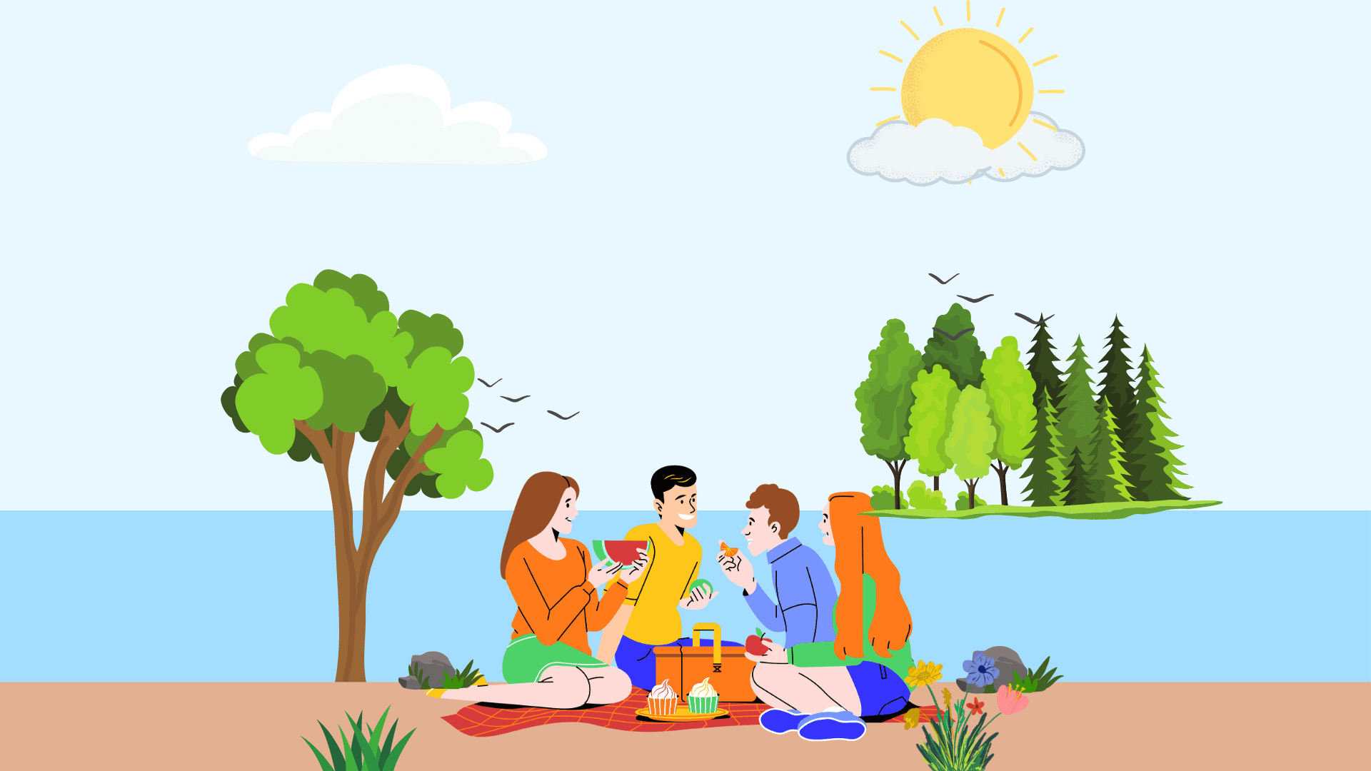 Birlikte Piknik - Topluluk İllustrasyonu